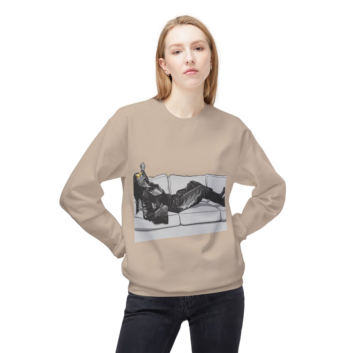 Unisex Midweight Softstyle Fleece Crewneck Sweatshirt - F*** Yo Couch