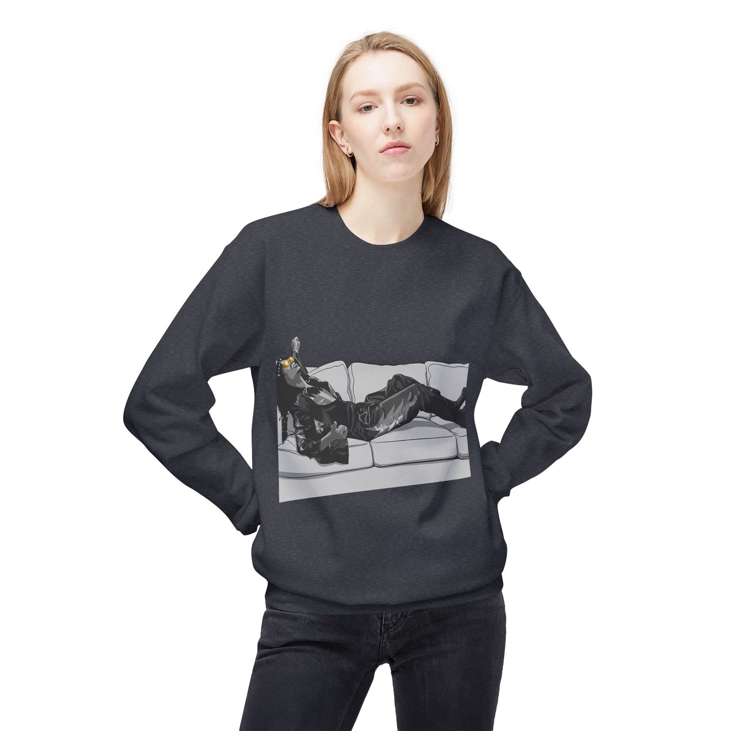 Unisex Midweight Softstyle Fleece Crewneck Sweatshirt - F*** Yo Couch