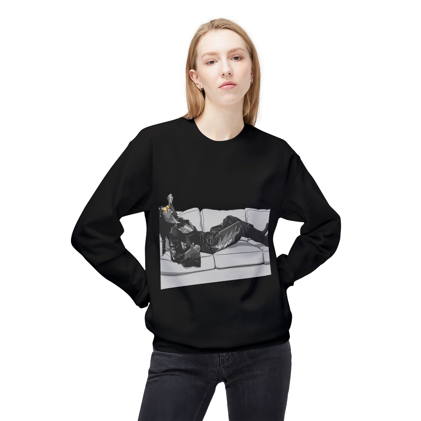 Unisex Midweight Softstyle Fleece Crewneck Sweatshirt - F*** Yo Couch