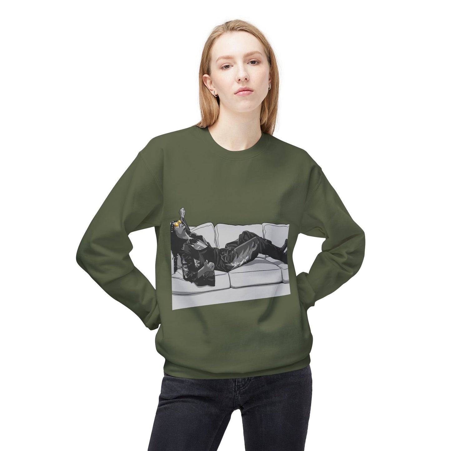 Unisex Midweight Softstyle Fleece Crewneck Sweatshirt - F*** Yo Couch