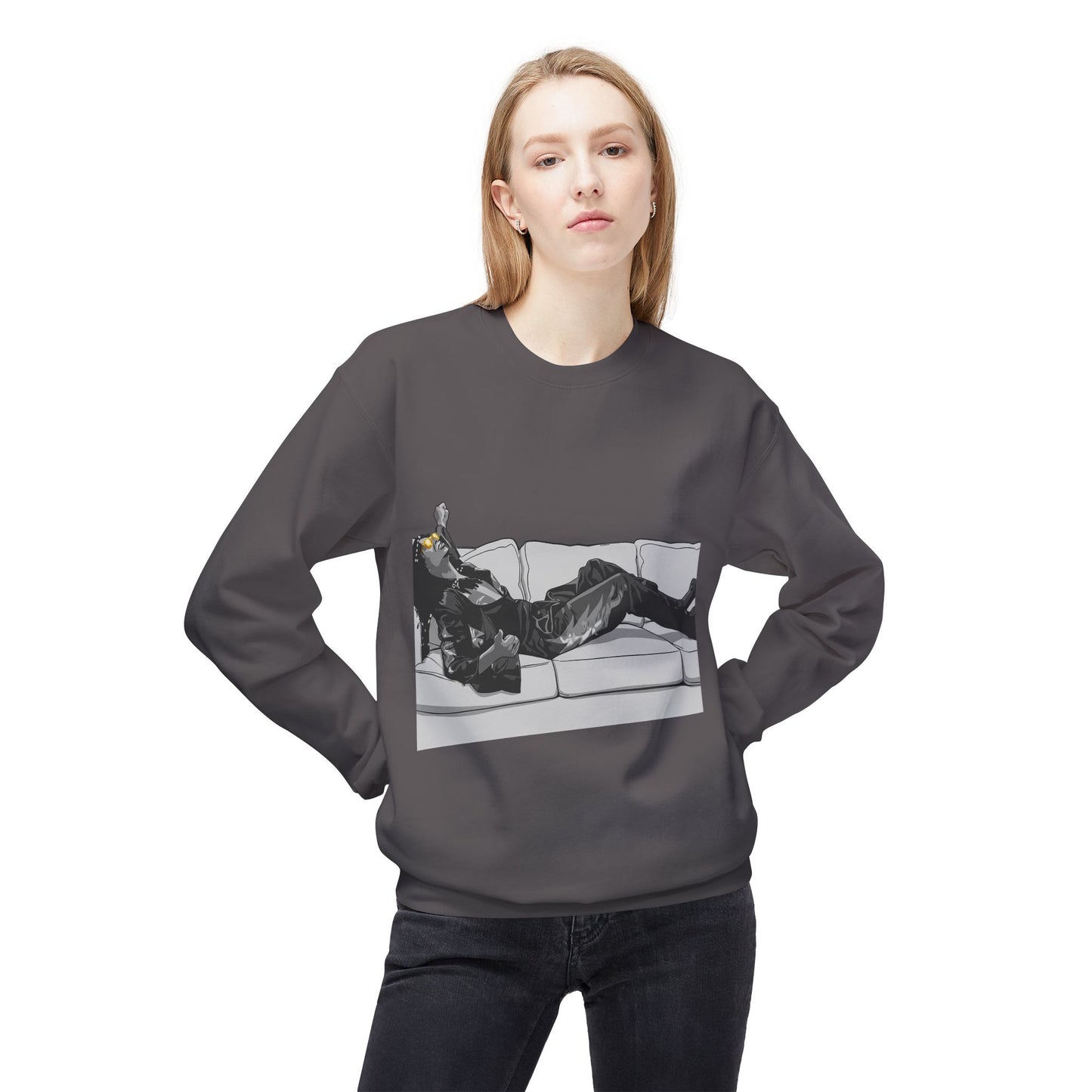 Unisex Midweight Softstyle Fleece Crewneck Sweatshirt - F*** Yo Couch