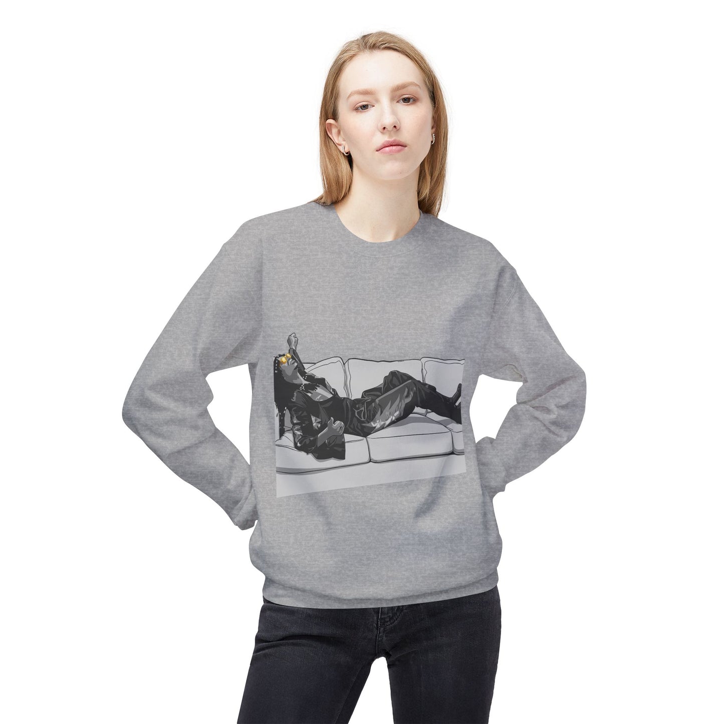 Unisex Midweight Softstyle Fleece Crewneck Sweatshirt - F*** Yo Couch