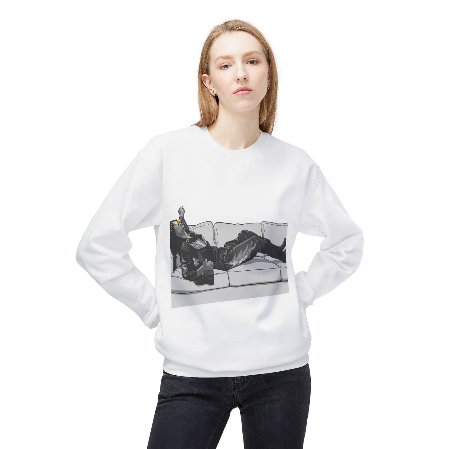 Unisex Midweight Softstyle Fleece Crewneck Sweatshirt - F*** Yo Couch